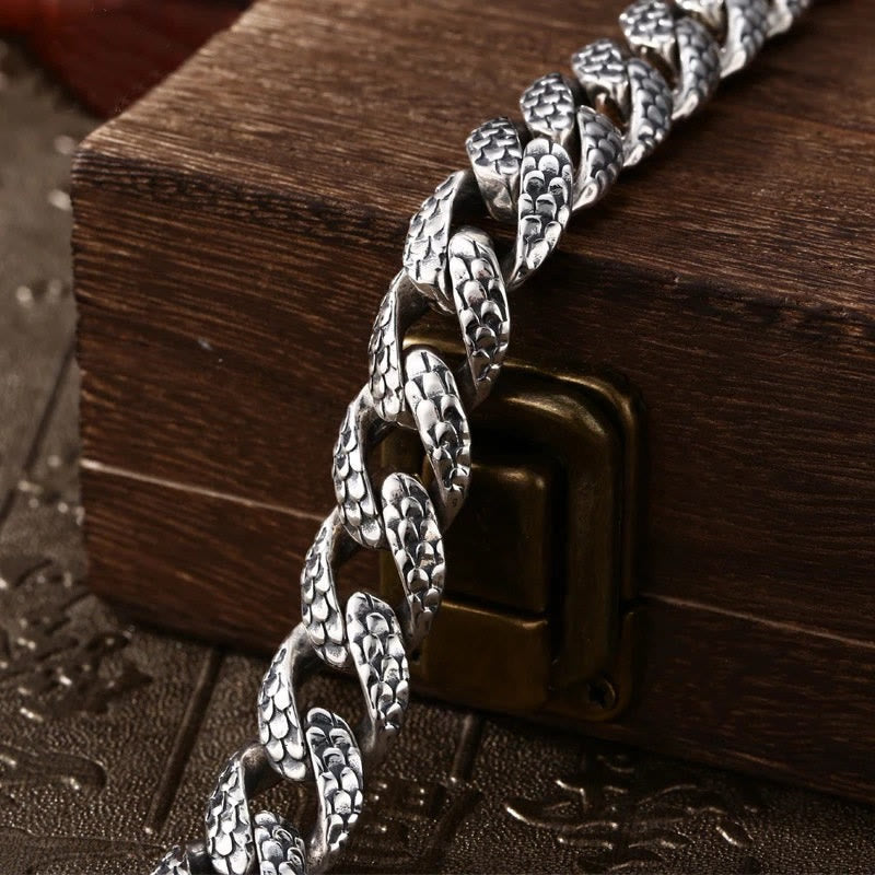 Buddha Stones Retro Dragon Scale Pattern Engraved Protection Bracelet - image 6