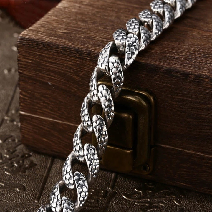 Buddha Stones Retro Dragon Scale Pattern Engraved Protection Bracelet - image 6