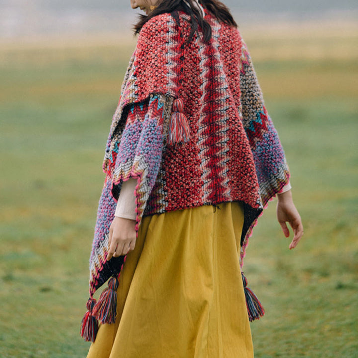 Buddha Stones Tibetan Shawl Warm Cloak Tibetan Tassel Scarf - image 3