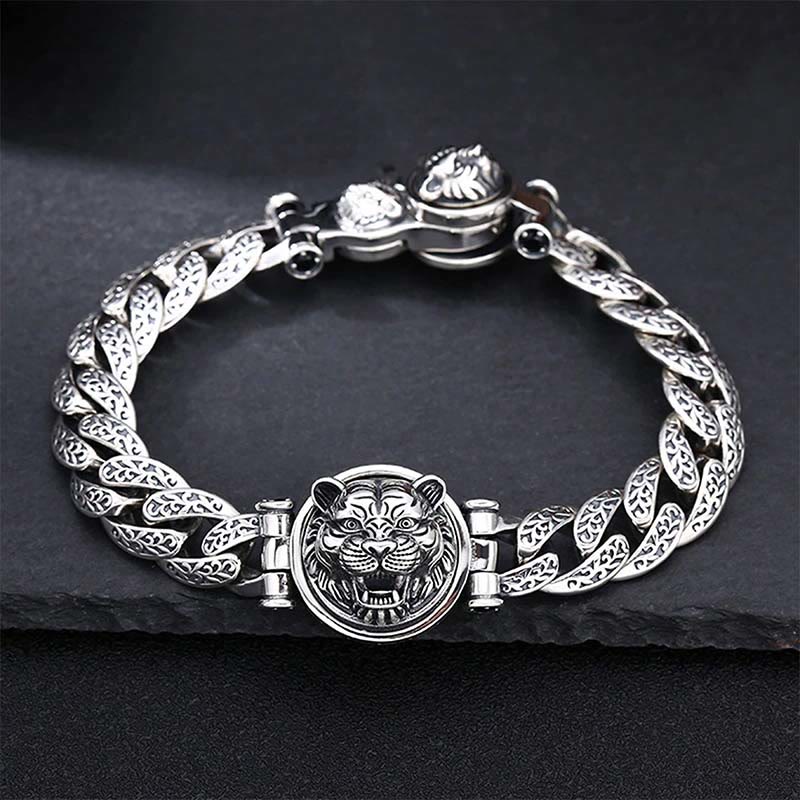 Buddha Stones Tiger Tang Dynasty Flower Design Engraved Luck Energy Bracelet - image 3