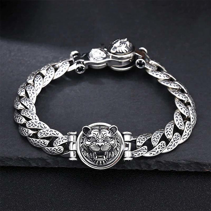Buddha Stones Tiger Tang Dynasty Flower Design Engraved Luck Energy Bracelet - image 3