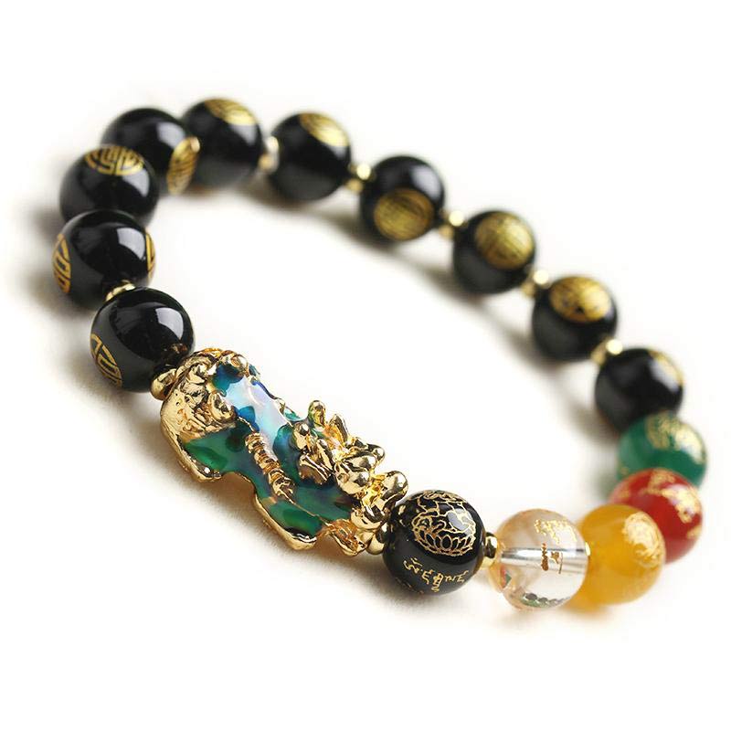 Buddha Stones Color-Changing Pixiu Obsidian Luck Bracelet - image 1