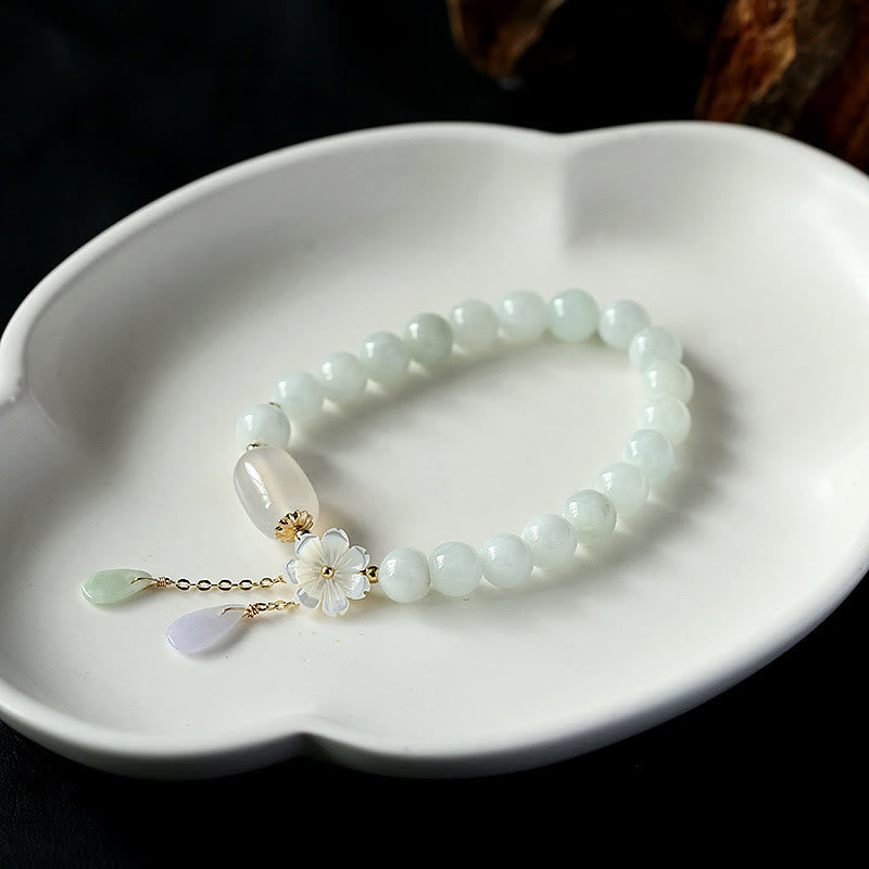 Buddha Stones Natural White Jade Luck Bracelet - image 1