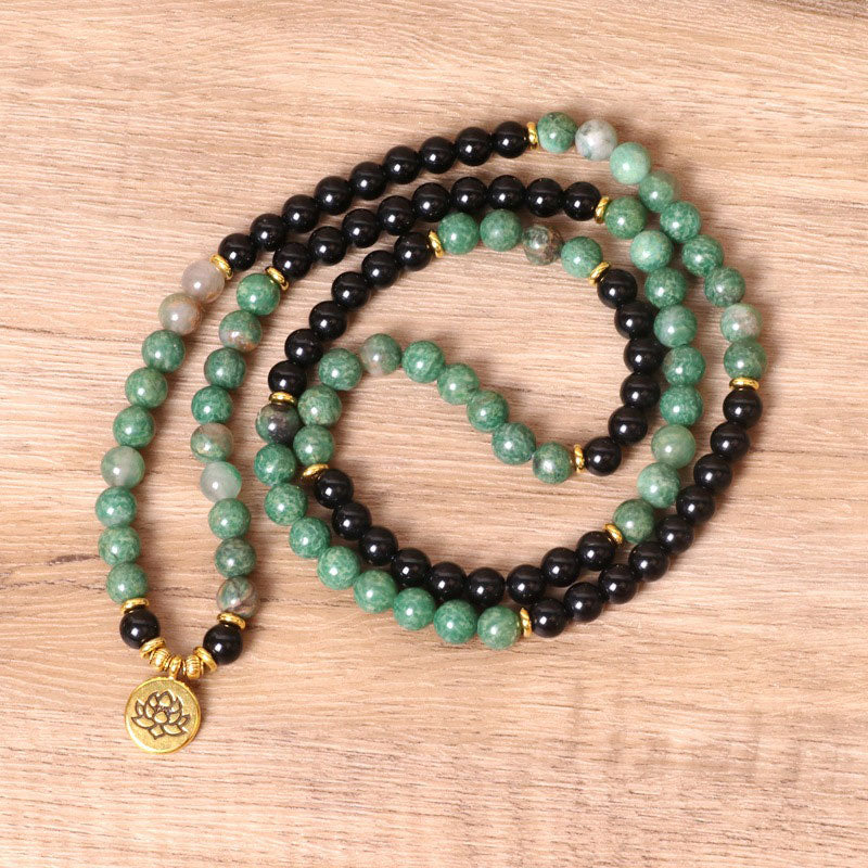 Buddha Stones 108 Beads Natural Agate Mala Healing Bracelet - image 1