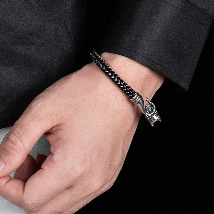 Buddha Stones Dragon Titanium Steel Protection Luck Bracelet - image 3