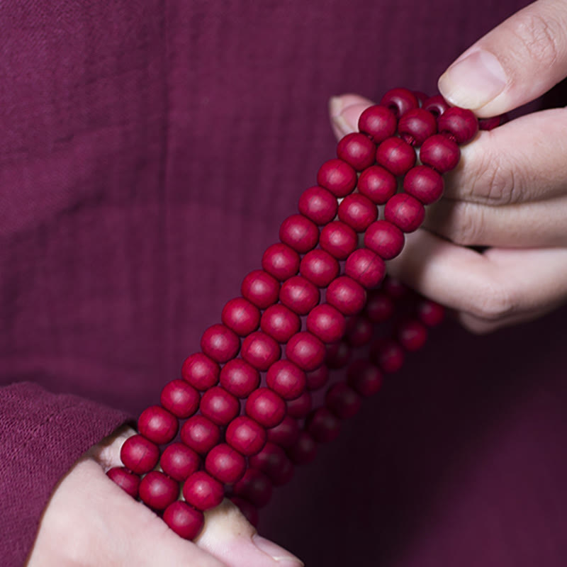 Buddha Stones 108 Mala Beads Natural Abelia Biflora Wood Protection Bracelet - image 1