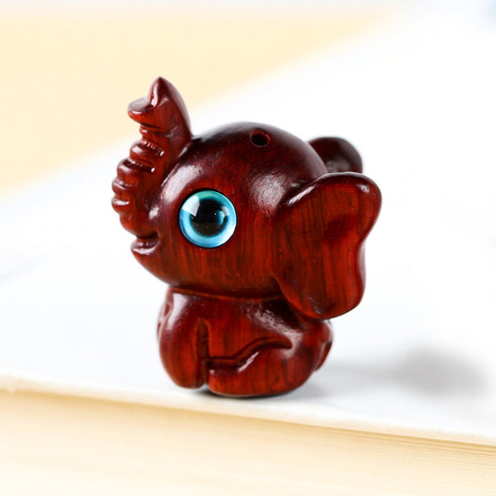 Buddha Stones Sandalwood Small Leaf Red Sandalwood Green Sandalwood Lucky Mini Elephant Carved Protection Decoration - Small Leaf Red Sandalwood(Keep away evil spirits♥Protection) - image 20
