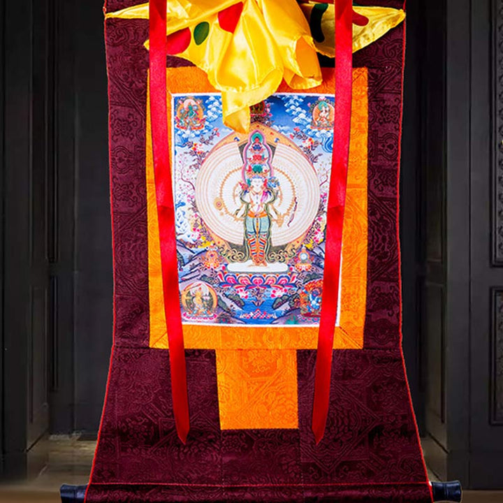 Buddha Stones Tibetan Thousand-handed Avalokitesvara Framed Thangka Blessing Decoration - image 5