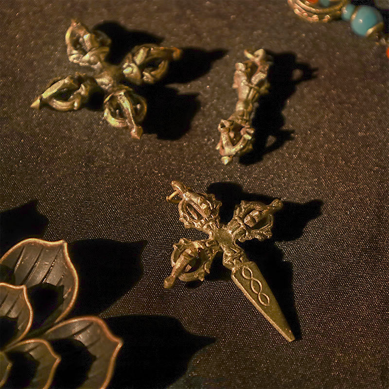 Buddha Stones Nepal Handmade Double Dorje Copper Enlightenment Strength Vajra - image 1