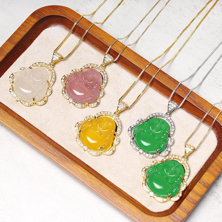 Buddha Stones Good Luck Laughing Buddha Necklace - image 4