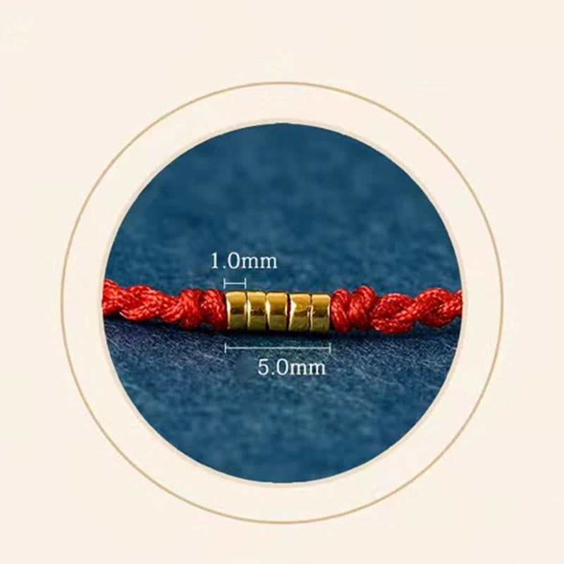 Buddha Stones 925 Sterling Silver Lucky Golden Bead Braided String Bracelet Anklet - image 14