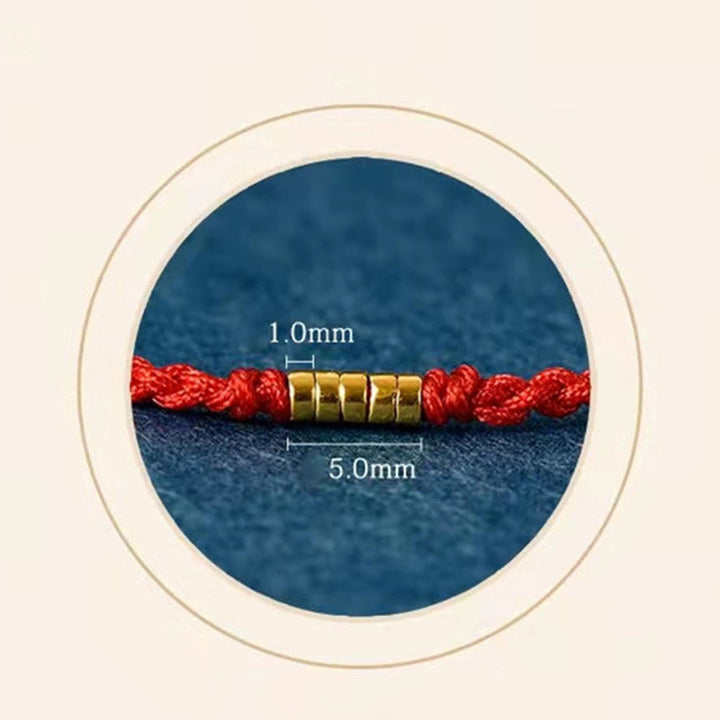 Buddha Stones 925 Sterling Silver Lucky Golden Bead Braided String Bracelet Anklet - image 14