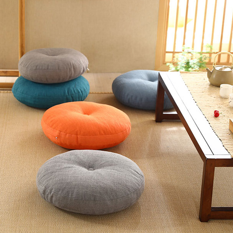 Buddha Stones Lotus Simple Pattern Linen Meditation Seat Cushion Home Living Room Decoration - image 3