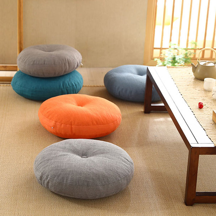 Buddha Stones Lotus Simple Pattern Linen Meditation Seat Cushion Home Living Room Decoration - image 3
