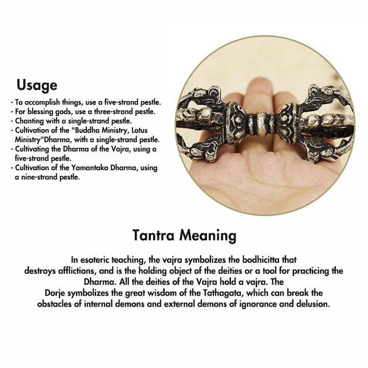 Buddha Stones Tibetan Meditation Bell and Vajra Dorje Copper Decoration Set - image 22