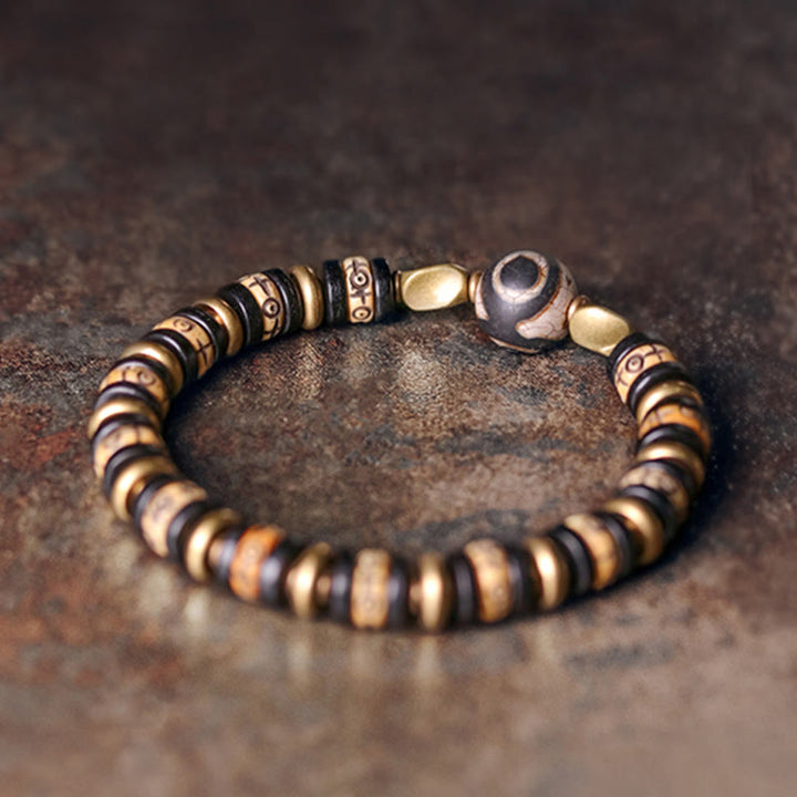 Buddha Stones Tibetan Bone Beads Ebony Wood Strength Bracelet - image 5