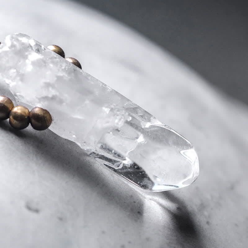 Buddha Stones Black Rutilated Quartz Ebony Wood White Crystal Success Couple Bracelet - image 12