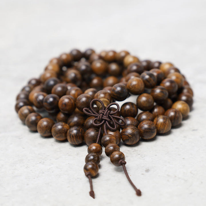 Buddha Stones 108 Mala Beads Bracelet Prayer Meditation Sandalwood Elastic - image 1