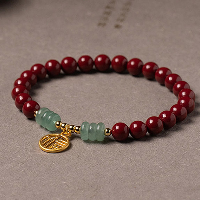 Buddha Stones Cinnabar Green Aventurine Luck Blessing Bracelet - image 6