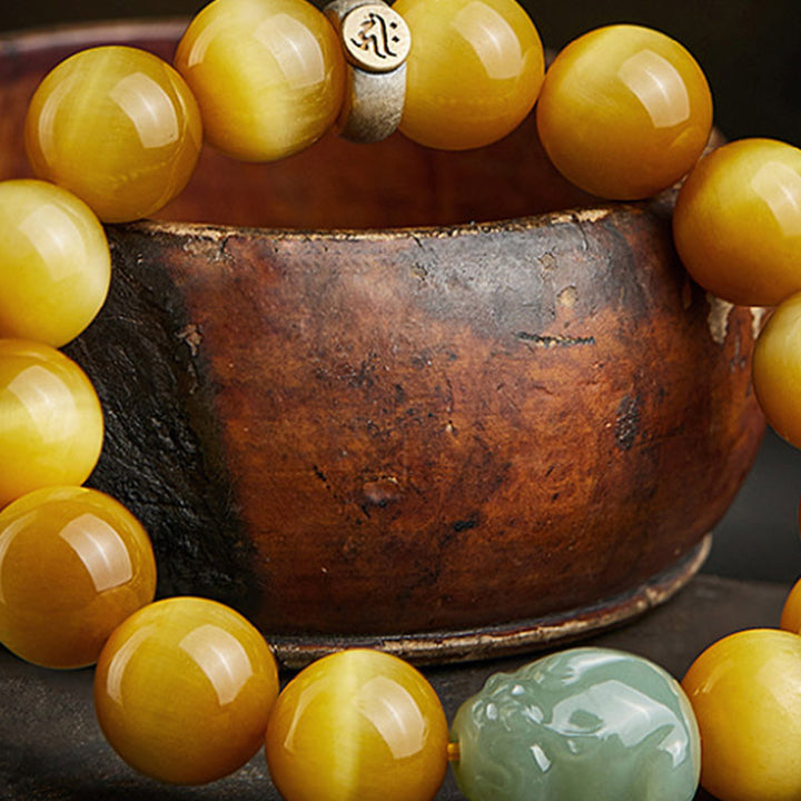 Chinese Zodiac Natal Buddha Tiger Eye Pixiu Jade Protection Bracelet - image 4