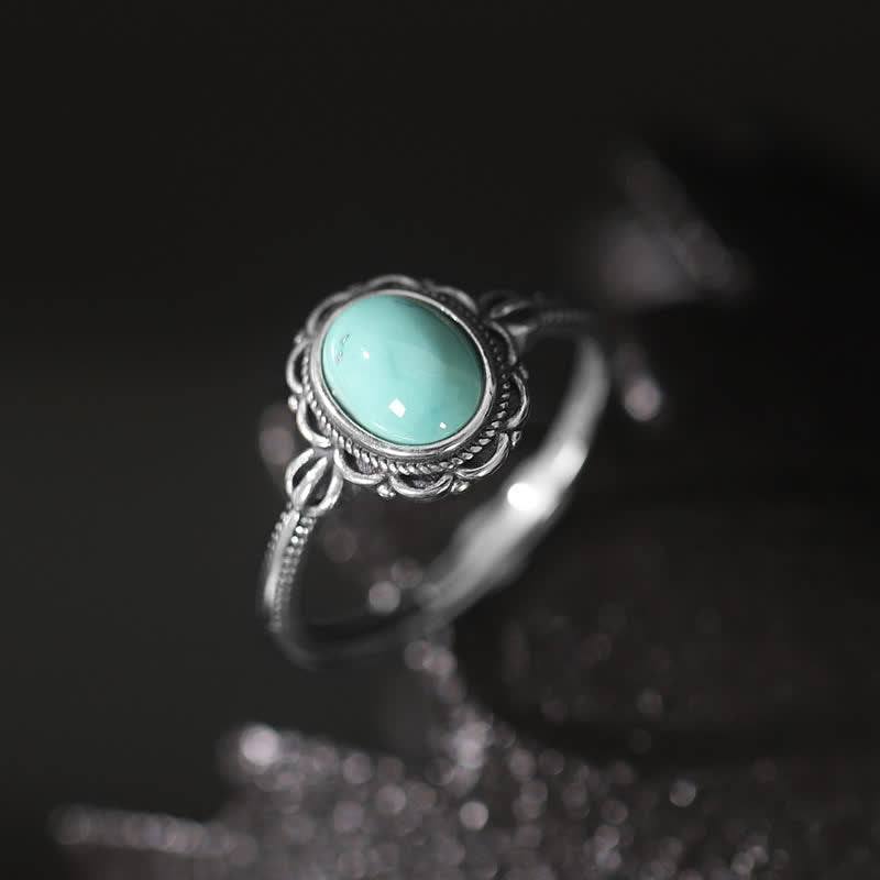 925 Sterling Silver Tibetan Turquoise Red Agate Protection Ring - Turquoise - image 10