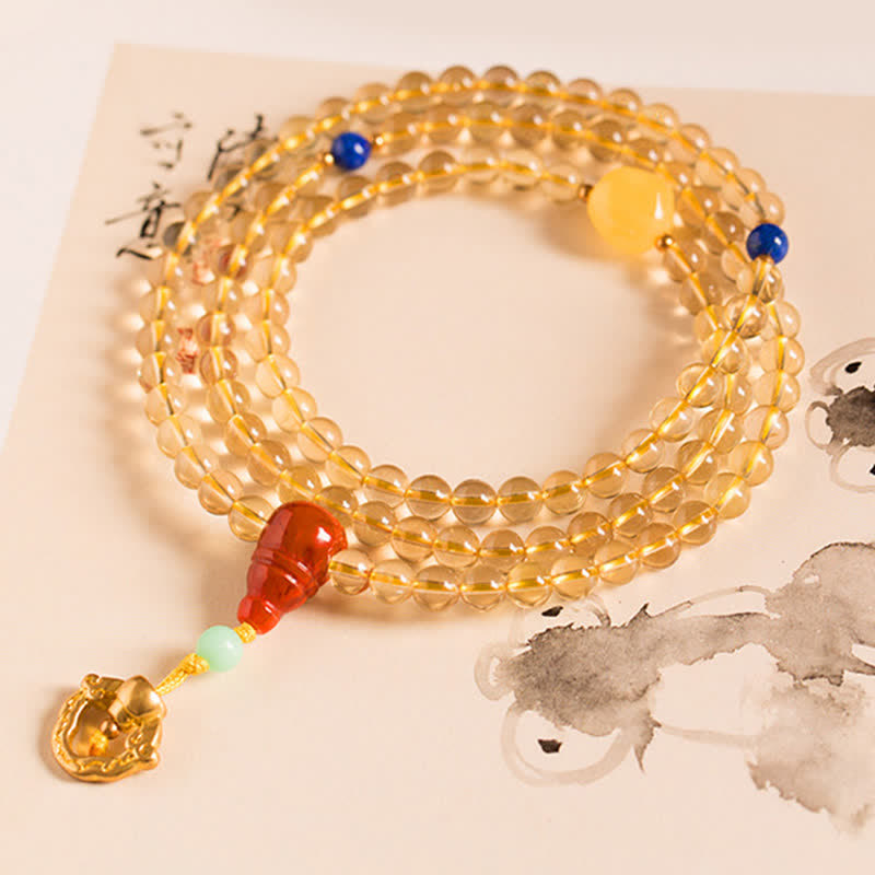 925 Sterling Silver 108 Mala Beads Natural Citrine Red Agate Amber Pleasure Charm Bracelet - image 11