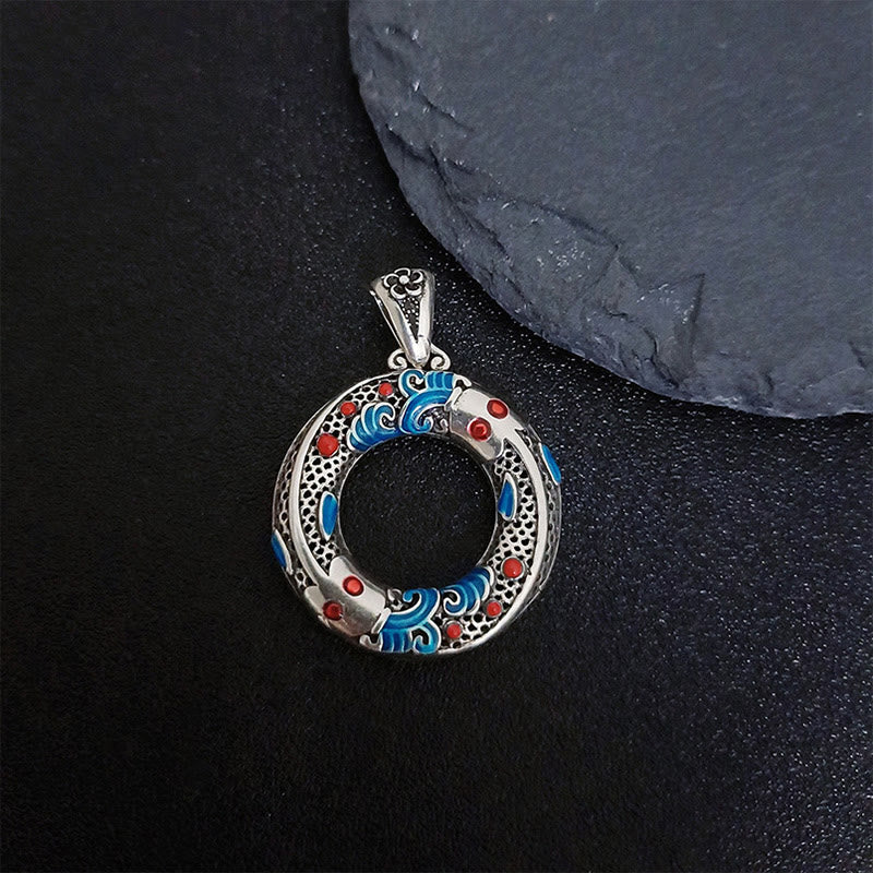 Buddha Stones Koi Fish Peace Buckle Copper Wealth Luck Necklace Pendant - image 8