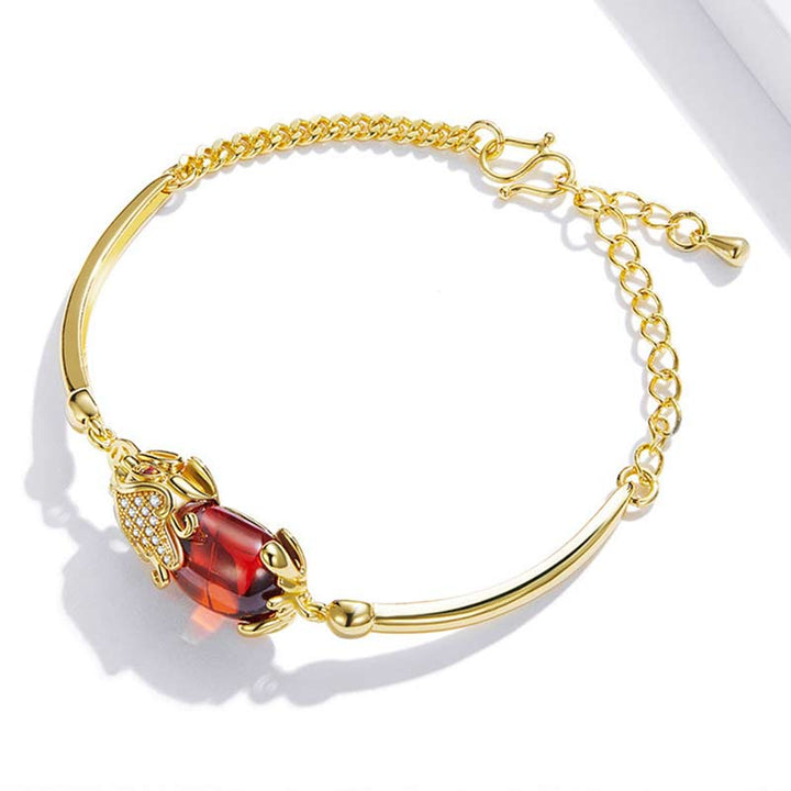 FengShui Golden Red Agate PiXiu Wealth Luck Bracelet - image 2