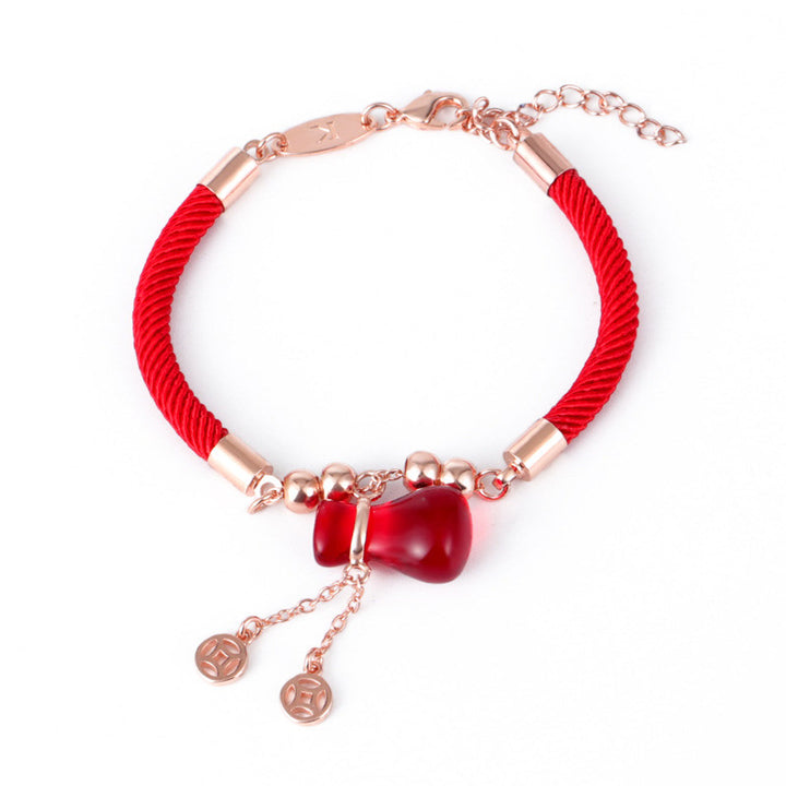 Buddha Stones Wealth Attractor Red Agate Red Rope Bracelet - Red Agate(Bracelet Size 18+3cm) - image 0