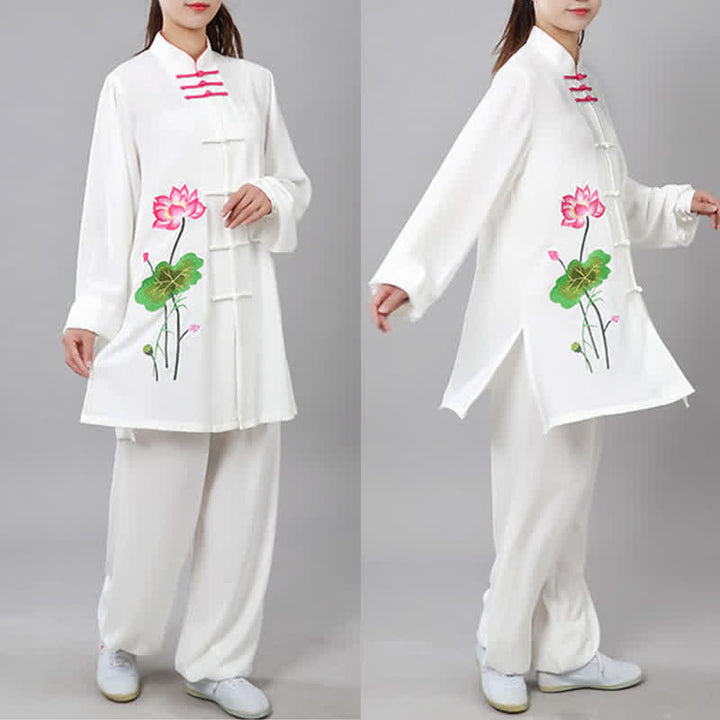 Buddha Stones Lotus Flower Leaf Pattern Tai Chi Meditation Prayer Spiritual Zen Practice Clothing Women's Set - image 3