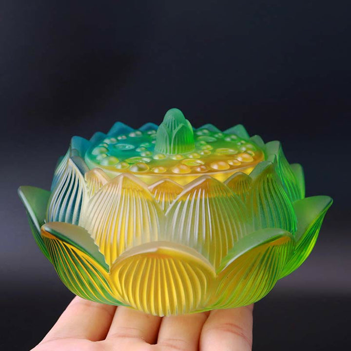 Buddha Stones Lotus Liuli Crystal Healing Meditation Incense Burner - image 7