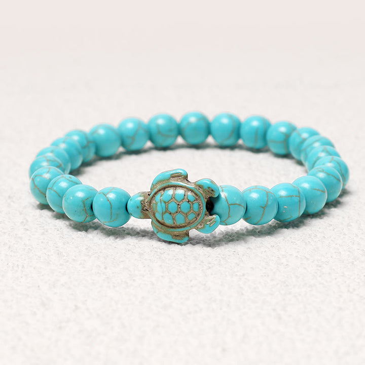 Buddha Stones Natural Stone Sea Turtle Turquoise Blessing Bracelet - Turquoise - image 2