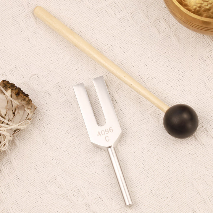 Buddha Stones Tuning Fork 4096HZ Aluminum Alloy Crystal Tuning Fork with Hammer for Chakra Healing - image 4