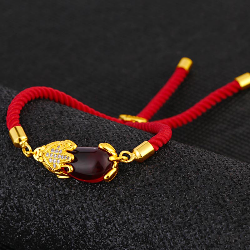 Buddha Stones Wealth Attractor Red Agate Pixiu Red String Bracelet - image 4