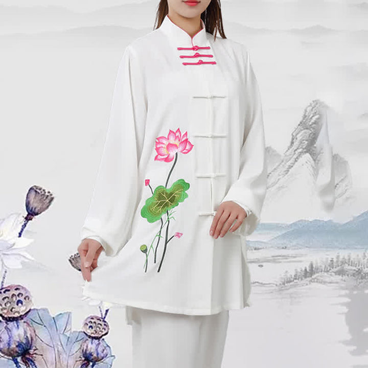 Buddha Stones Lotus Flower Leaf Pattern Tai Chi Meditation Prayer Spiritual Zen Practice Clothing Women's Set - image 12
