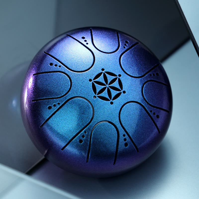 Buddha Stones Steel Tongue Drum Sound Healing Meditation Yoga Drum Kit 8 Note 5 Inch With Carry Bag - Blue - image 0