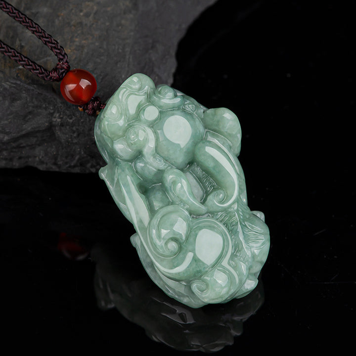 Buddha Stones Jade PiXiu Wealth Luck String Necklace Pendant - PiXiu (Wealth ♥ Luck) - image 0