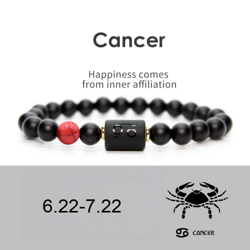 Buddha Stones 12  Constellations of the Zodiac Black Onyx Adjustable Bracelet - Cancer - image 6