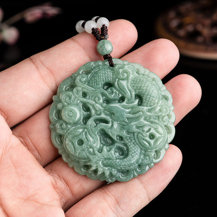Buddha Stones Chinese Zodiac Dragon Jade Fortune Necklace String Pendant - image 4