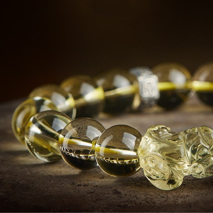 Buddha Stones Natural Citrine Double PiXiu Tiger Eye Prosperity Protection Bracelet - image 5
