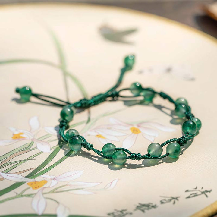 Buddha Stones Red Agate Moss Agate Cinnabar Calm Bracelet - Moss Agate&Green String - image 21