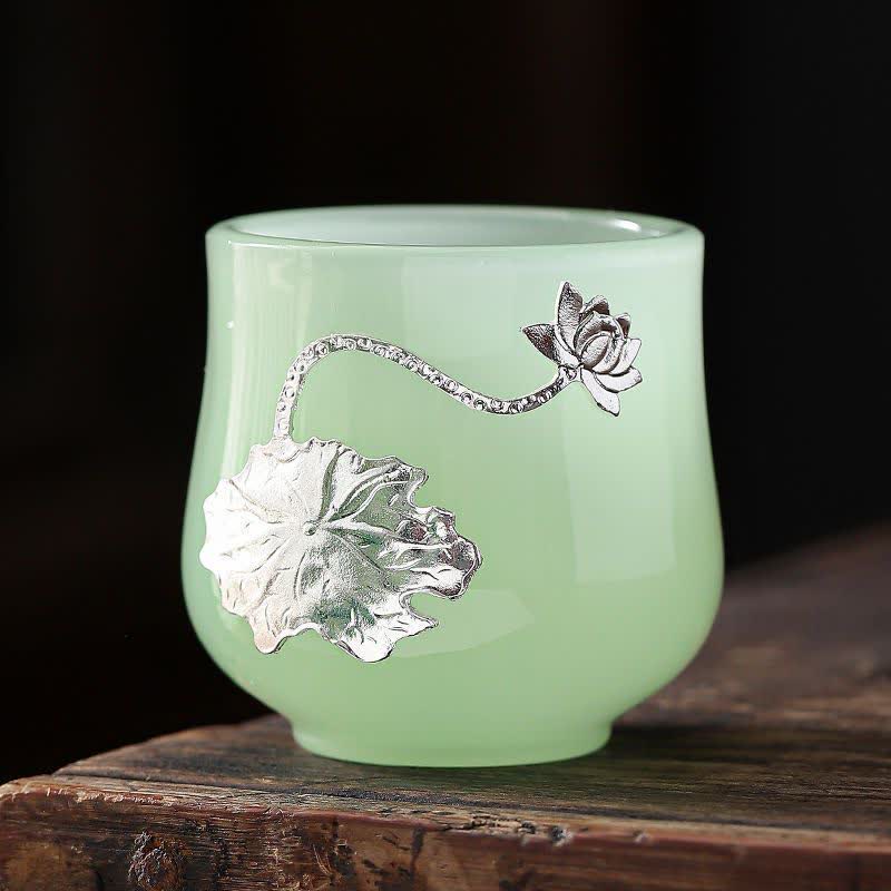 Buddha Stones Lotus Dragon Phoenix Flower Ceramic Teacup Tea Cups - Lotus Leaf - image 0