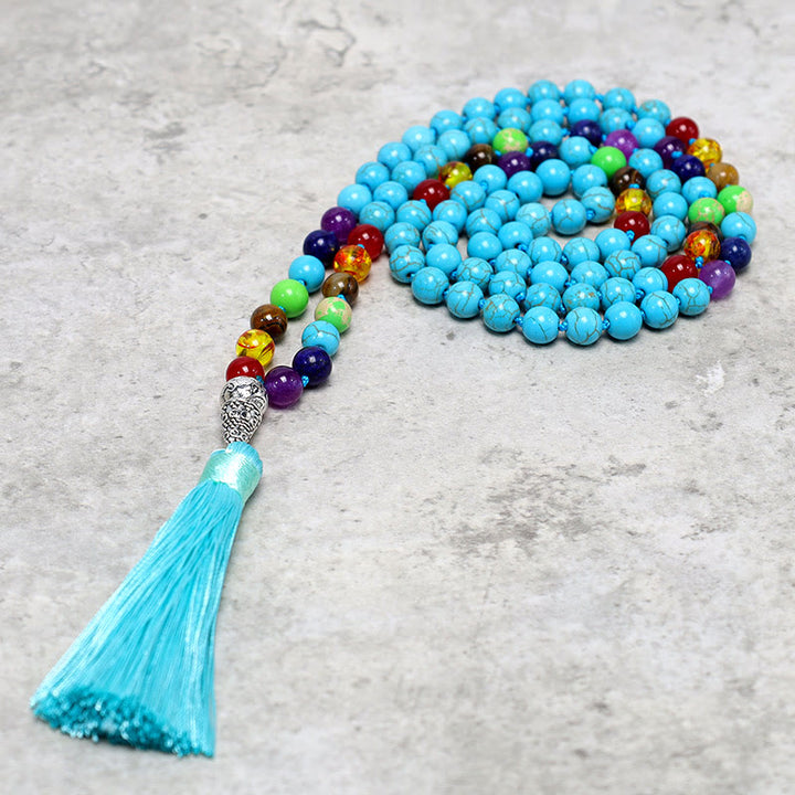 Buddha Stones 108 Mala Turquoise Beads Yoga Meditation Prayer Beads Necklace - image 2
