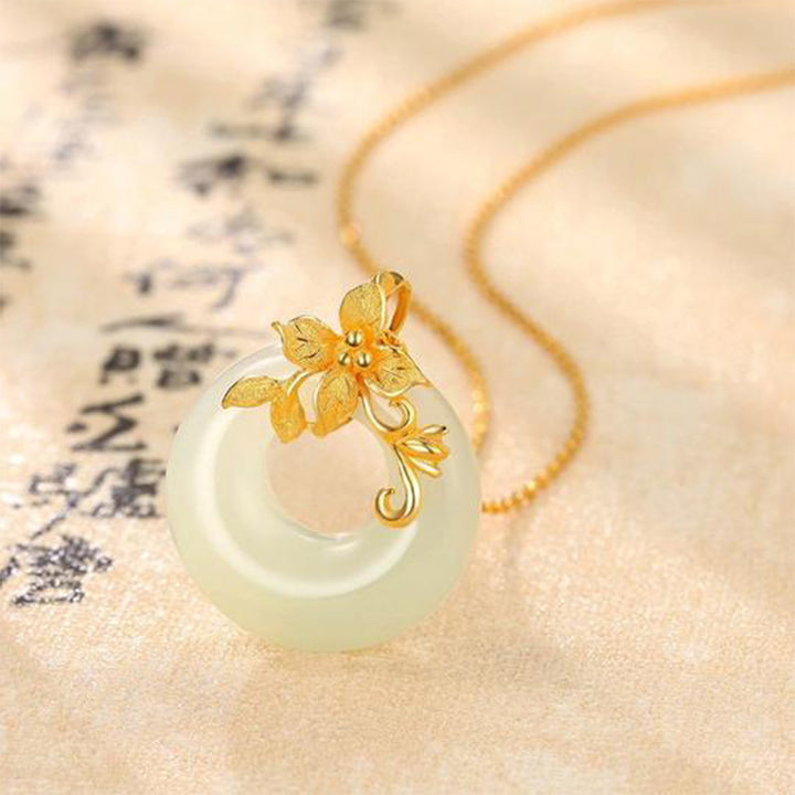 Buddha Stones Tibetan White Jade Calm Necklace - image 2