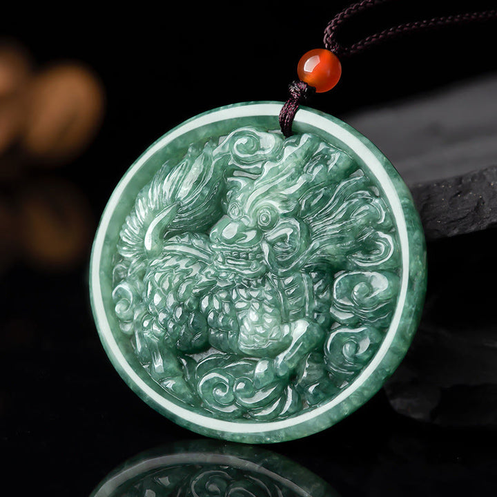Buddha Stones Natural Jade Kirin Abundance String Necklace Pendant - Jade(Prosperity♥Abundance) - image 0
