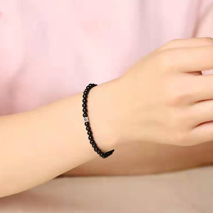 Buddha Stones Natural Black Obsidian Smoky Quartz Purification Strength Bracelet - image 5