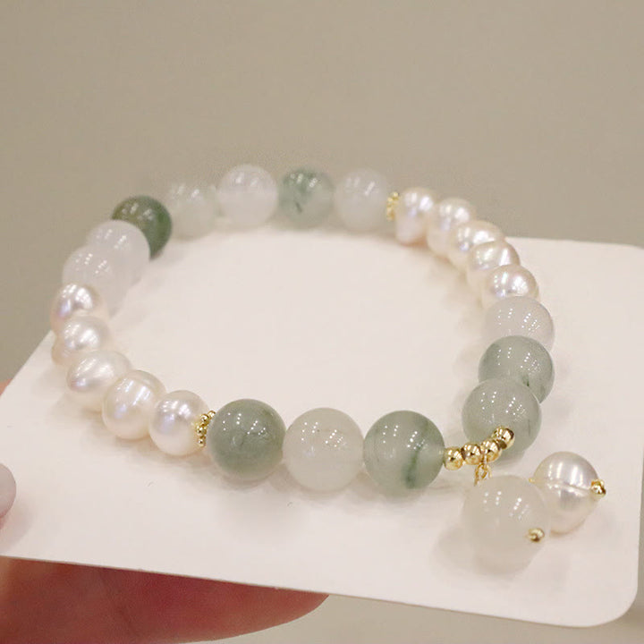 Buddha Stones Natural Pearl Jade Healing Sincerity Bracelet - image 2