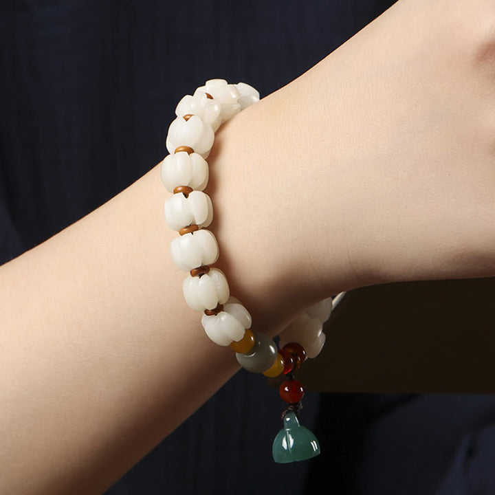 Buddha Stones Natural Bodhi Seed Red Agate Bodhi Calm Harmony Engraved Pumpkin Bead Lotus Bracelet - image 6