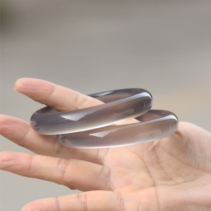 Buddha Stones Natural Gray Chalcedony Harmony Bangle Bracelet - image 2