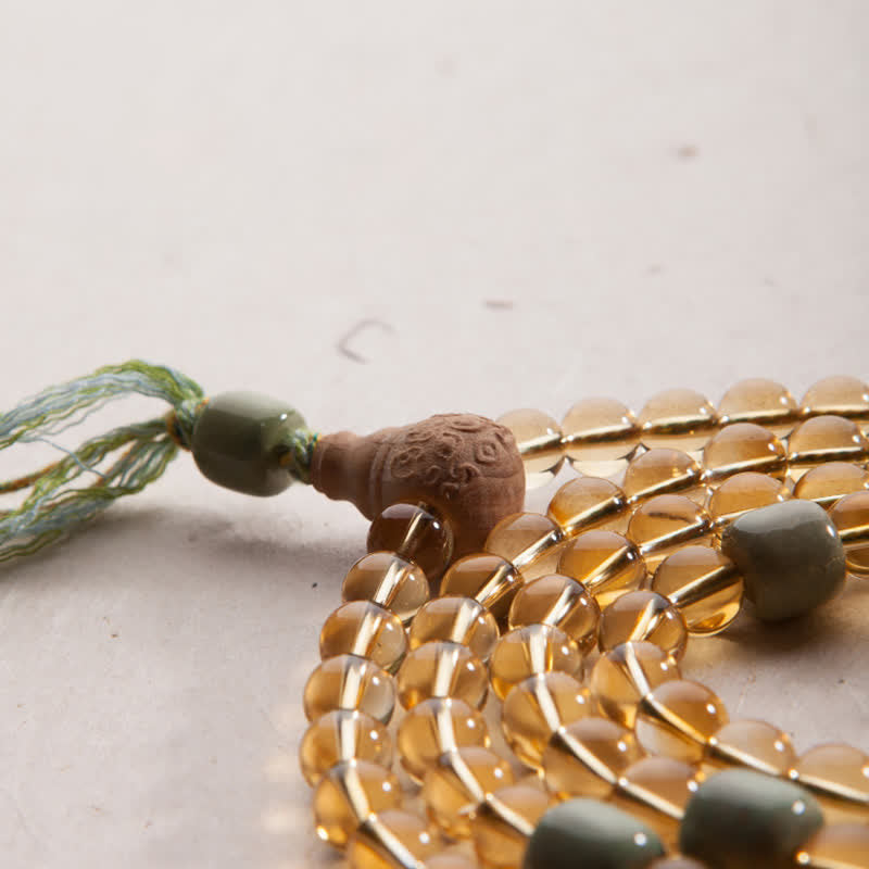 Buddha Stones 108 Mala Beads 925 Sterling Silver Citrine Sandalwood Turquoise Protection Prosperity Bracelet - image 15